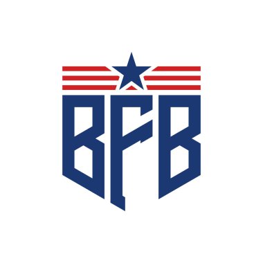 Star ve American Flag Straps 'li Vatansever BFB logosu. ABD Bayrağı ile BFB Logosu