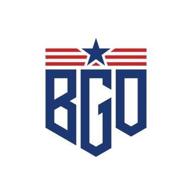 Yıldız ve Amerikan Bayrak Kayışlı Yurtsever BGO logosu. USA Flag ile BGO Logosu