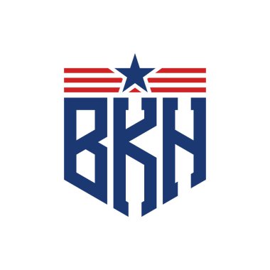 Yıldız ve Amerikan Bayrak Kayışlı Vatansever BKH logosu. USA Flag ile BKH logosu