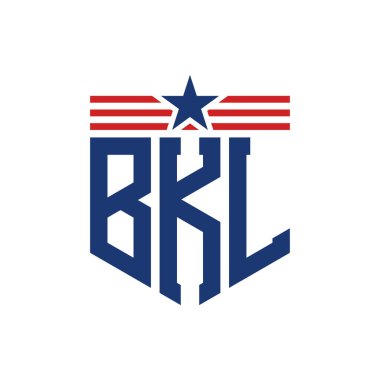 Yıldız ve Amerikan Bayrak Kayışlı Yurtsever BKL logosu. USA Flag ile BKL Logosu