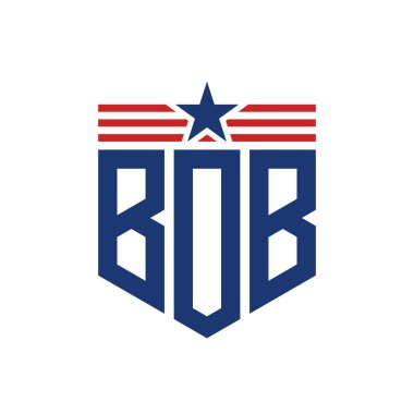 Star ve American Flag Straps 'li Vatansever BOB logosu. ABD Bayrağı ile BOB Logosu