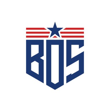 Yıldız ve Amerikan Bayrak Kayışlı Yurtsever BOS logosu. ABD Bayrağı ile BOS Logosu