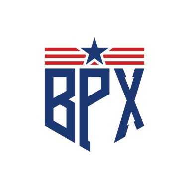 Yıldız ve Amerikan Bayrak Kayışlı Vatansever BPX logosu. USA Flag ile Harf BPX Logosu