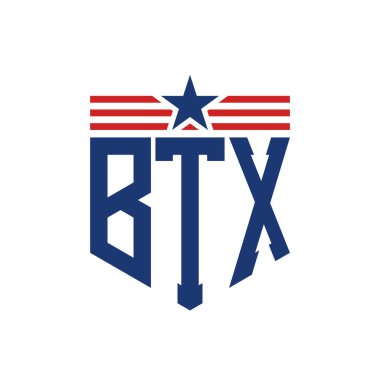 Yıldız ve Amerikan Bayrak Kayışlı Vatansever BTX logosu. USA Flag ile BTX Logosu