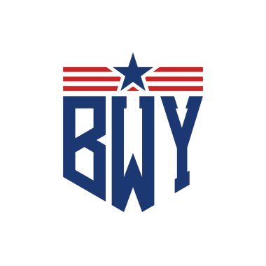 Star ve American Flag Straps 'li Vatansever BWY logosu. ABD Bayrağı ile BWY Logosu