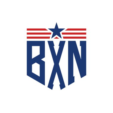 Yıldız ve Amerikan Bayrak Kayışlı Vatansever BXN logosu. USA Flag ile BXN Logosu