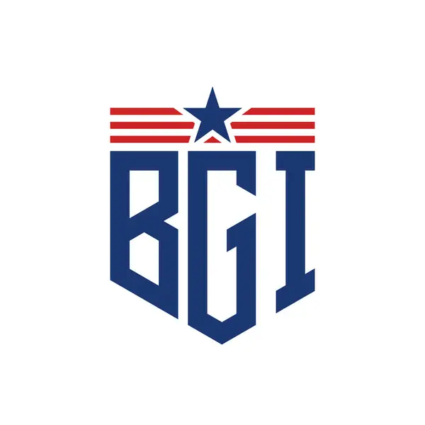 stock vector Patriotic BGI Logo with Star and American Flag Straps. Letter BGI Logo with USA Flag