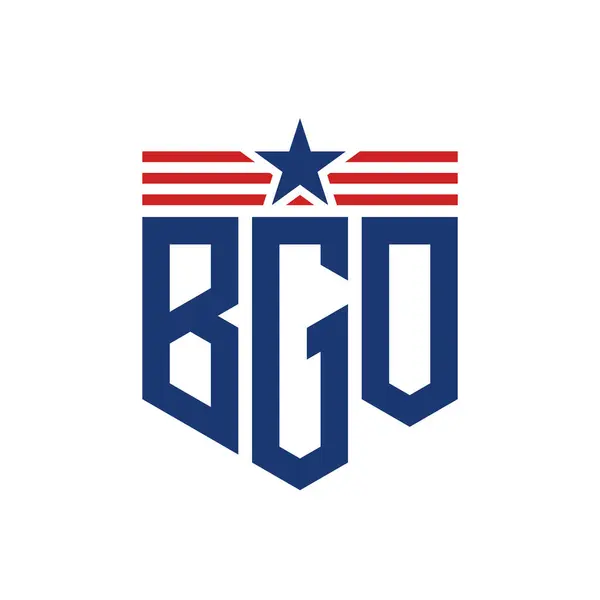 stock vector Patriotic BGO Logo with Star and American Flag Straps. Letter BGO Logo with USA Flag