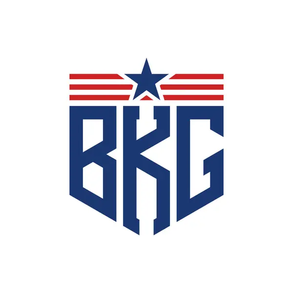 stock vector Patriotic BKG Logo with Star and American Flag Straps. Letter BKG Logo with USA Flag