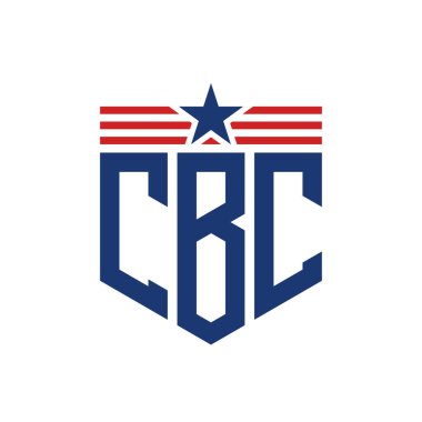 Star ve American Flag Straps 'li Vatansever CBC logosu. ABD Bayrağı ile CBC Logosu Mektubu