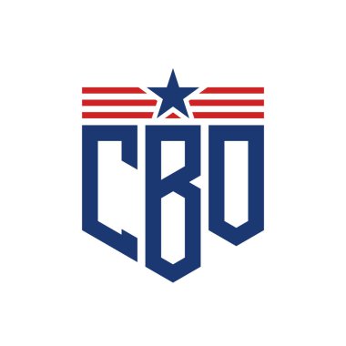 Yıldız ve Amerikan Bayrak Kayışlı Yurtsever CBO logosu. USA Flag ile CBO Logosu