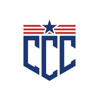 Yıldız ve Amerikan Bayrak Kayışlı Yurtsever CCC logosu. ABD Bayrağı ile CCC Logosu