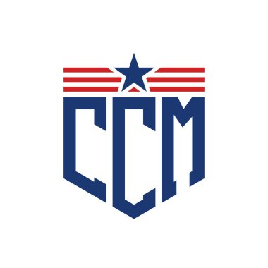 Yıldız ve Amerikan Bayrak Kayışlı Yurtsever CCM logosu. ABD Bayrağı ile CCM Logosu