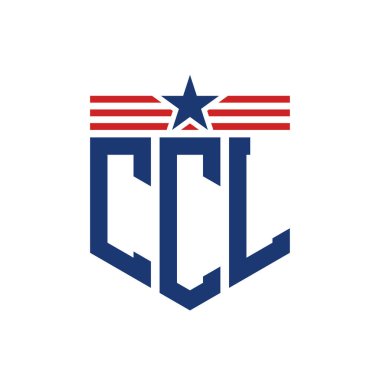 Yıldız ve Amerikan Bayrak Kayışlı Yurtsever CCL logosu. USA Flag 'li CCL Logosu