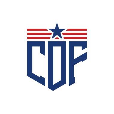 Yıldız ve Amerikan Bayrak Kayışlı Yurtsever CDF logosu. USA Flag ile CDF Logosu