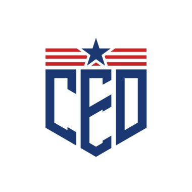 Yıldız ve Amerikan Bayrak Kayışlı Yurtsever CED logosu. USA Flag ile CED Logosu