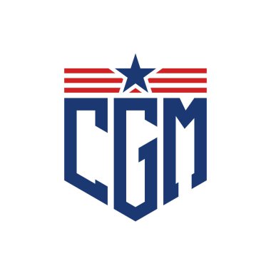 Yıldız ve Amerikan Bayrak Kayışlı Yurtsever CGM logosu. USA Flag ile CGM Logosu