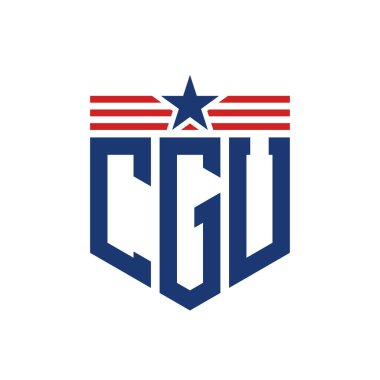 Yıldız ve Amerikan Bayrak Kayışlı Yurtsever CGU logosu. U.S. Flag ile CGU logosu