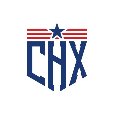 Yıldız ve Amerikan Bayrak Kayışlı Vatansever CHX logosu. ABD Bayrağı ile CHX Logosu