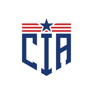 Star ve American Flag Straps 'li vatansever CIA logosu. ABD Bayrağı taşıyan CIA Logosu