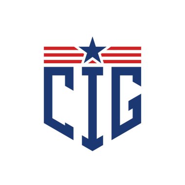 Yıldız ve Amerikan Bayrak Kayışlı Yurtsever CIG logosu. ABD Bayrağı ile CIG logosu