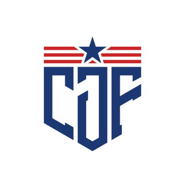 Yıldız ve Amerikan Bayrak Kayışlı Yurtsever CJF logosu. ABD Bayrağı ile CJF Logosu