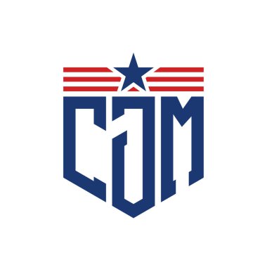 Yıldız ve Amerikan Bayrak Kayışlı Yurtsever CJM logosu. USA Flag ile CJM Logosu