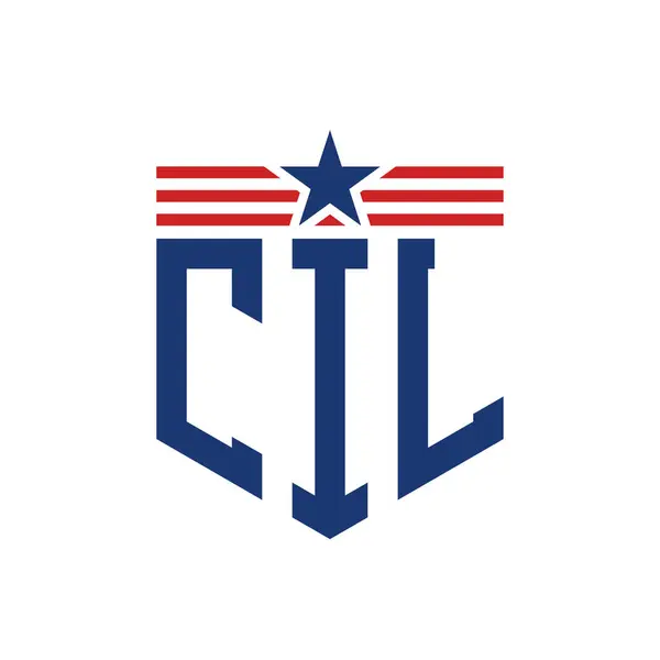 stock vector Patriotic CIL Logo with Star and American Flag Straps. Letter CIL Logo with USA Flag