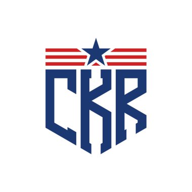 Yıldız ve Amerikan Bayrak Kayışlı Yurtsever CKR logosu. USA Flag ile CKR Logosu