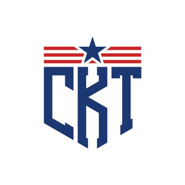 Yıldız ve Amerikan Bayrak Kayışlı Yurtsever CKT logosu. USA Flag ile CKT Harfi Logosu