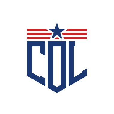 Yıldız ve Amerikan Bayrak Kayışlı Vatansever COL logosu. ABD Bayrağı ile COL logosu