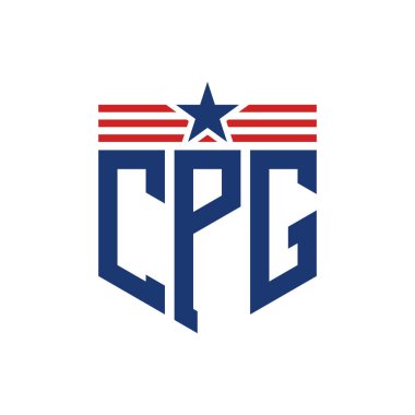 Yıldız ve Amerikan Bayrak Kayışlı Vatansever CPG logosu. USA Flag ile CPG logosu