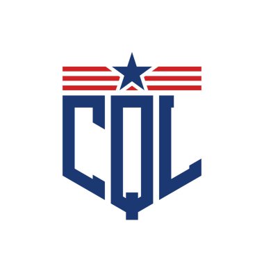 Yıldız ve Amerikan Bayrak Kayışlı Yurtsever CQL logosu. USA Flag ile CQL logosu