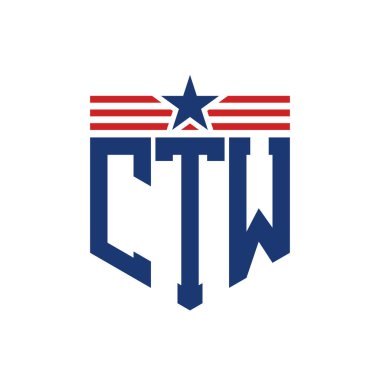 Yıldız ve Amerikan Bayrak Kayışlı Vatansever CTW logosu. ABD Bayrağı ile CTW Logosu