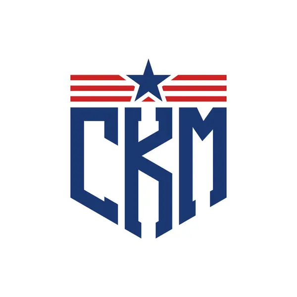 stock vector Patriotic CKM Logo with Star and American Flag Straps. Letter CKM Logo with USA Flag