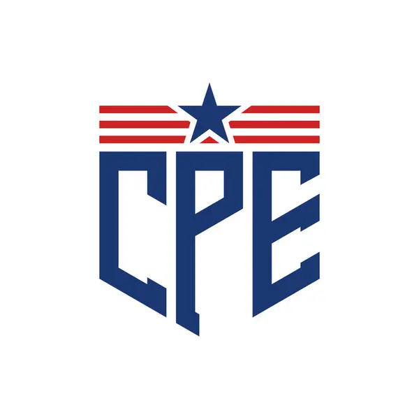 Yıldız ve Amerikan Bayrak Kayışlı Yurtsever CPE logosu. USA Flag ile CPE Logosu