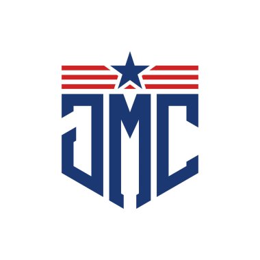 Star ve American Flag Straps 'li Vatansever JMC logosu. ABD Bayrağı ile JMC Logosu