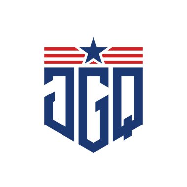 Yıldız ve Amerikan Bayrak Kayışlı Vatansever JGQ logosu. USA Flag 'li JGQ Harfi