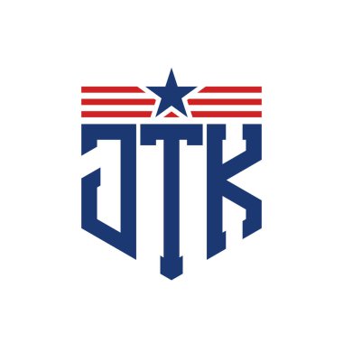 Yıldız ve Amerikan Bayrak Kayışlı Vatansever JTK logosu. USA Flag ile JTK Logosu