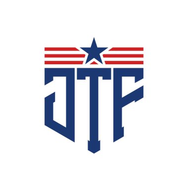 Yıldız ve Amerikan Bayrak Kayışlı Vatansever JTF logosu. USA Flag ile JTF Logosu