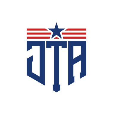 Star ve American Flag Straps 'li Vatansever JTA logosu. ABD Bayrağı ile JTA Logosu