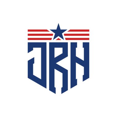 Yıldız ve Amerikan Bayrak Kayışlı Yurtsever JRH logosu. USA Flag ile JRH Logosu