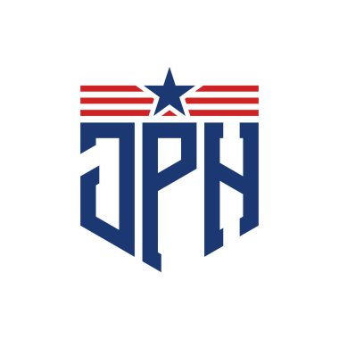 Yıldız ve Amerikan Bayrak Kayışlı Vatansever JPH logosu. ABD Bayrağı ile JPH Logosu