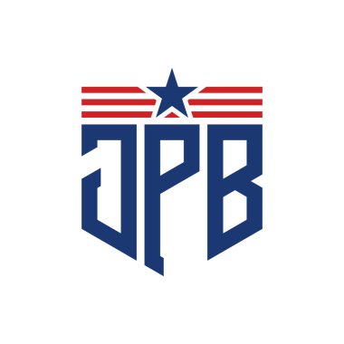 Yıldız ve Amerikan Bayrak Kayışlı Vatansever JPB logosu. ABD Bayrağı ile JPB Logosu