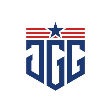 Yıldız ve Amerikan Bayrak Kayışlı Vatansever JGG logosu. USA Flag 'li JGG Harfi