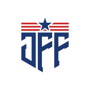 Star ve American Flag Straps 'li Vatansever JFF logosu. USA Flag ile JFF Logosu
