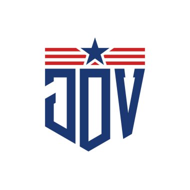 Yıldız ve Amerikan Bayrak Kayışlı Vatansever JDV logosu. ABD Bayrağı ile JDV Logosu