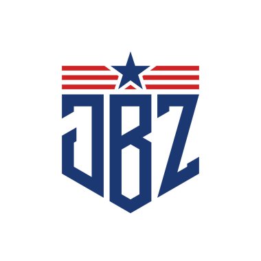 Yıldız ve Amerikan Bayrak Kayışlı Vatansever JBZ logosu. ABD Bayrağı ile JBZ Logosu