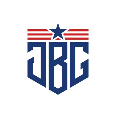 Yıldız ve Amerikan Bayrak Kayışlı Vatansever JBG logosu. ABD Bayrağı ile JBG Logosu