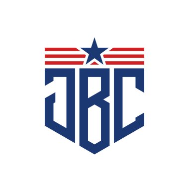 Yıldız ve Amerikan Bayrak Kayışlı Vatansever JBC logosu. ABD Bayrağı ile JBC Logosu